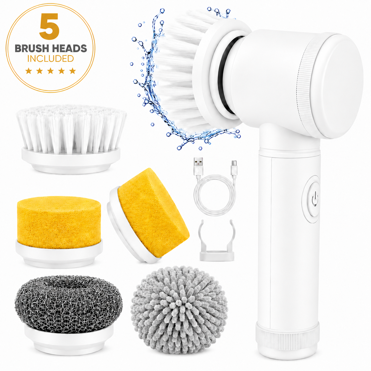 Electric Spin Scrubber Brush Kit - Cleaning Tool For Bathroom, Kitchen & Tile